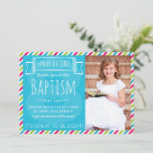 Helle Farbstreifen LDS Taufankündigung Einladung (Stehend Vorderseite)