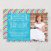 Helle Farbstreifen LDS Taufankündigung Einladung (Vorne/Hinten)