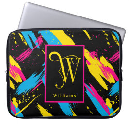 Helle Farbstriche Monogramm, Nachname Laptopschutzhülle