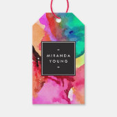 Helle Farbtöne Abstrakte Wasserfarben Kunst, Dicht Geschenkanhänger (Vorderseite)