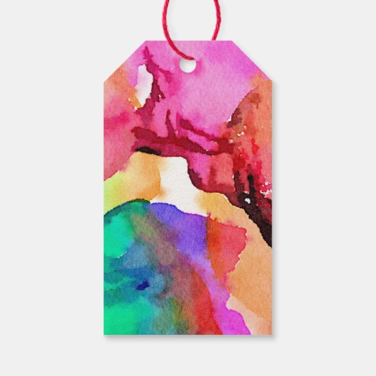 Helle Farbtöne Abstrakte Wasserfarben Kunst, Dicht Geschenkanhänger (Rückseite)