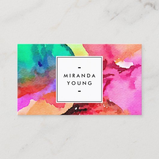 Helle Farbtöne Abstraktes Wasserfarben Visitenkarte (Vorderseite)