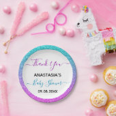 Helle Farbtupfer Blau Lila Danke Baby Dusche Pappteller (Party)