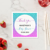 Helle Farbtupfer Blau Lila Danke Baby Dusche Serviette (Beispiel)