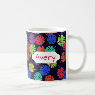 Helle Farne auf marineblau Sonderanfertigung Kaffeetasse
