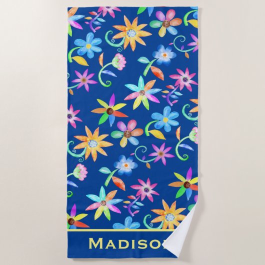 Helle, feine Blume Strandtuch (Vorderseite)