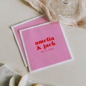 Helle, feine rosa und rote, moderne Monogramm-Hoch Serviette