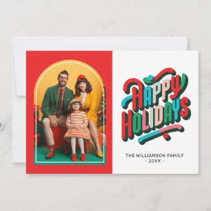 Helle festliche Retro Arch Holiday Family Card Feiertagskarte