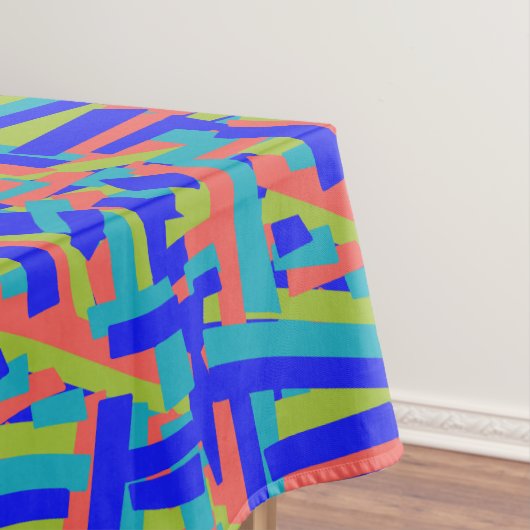 Helle, fette, blaue, grüne Korallen-Abstrakt-Patch Tischdecke (Beispiel)