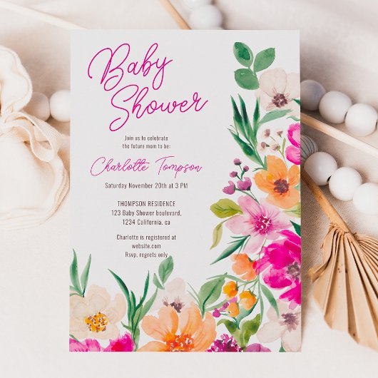 Helle, fette Blume Drehbuch Babydusche Einladung