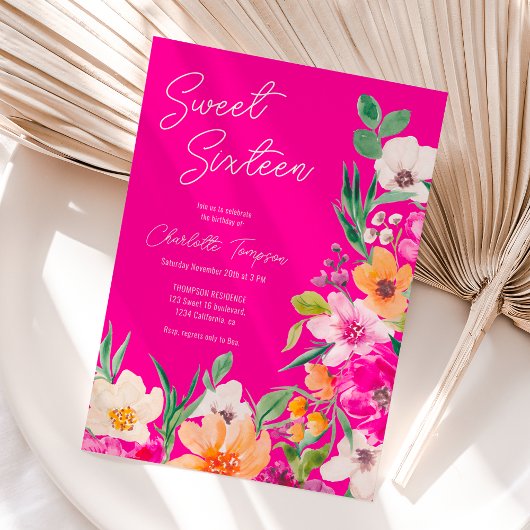 Helle, fette Blume Drehbuch Sweet 16 Einladung
