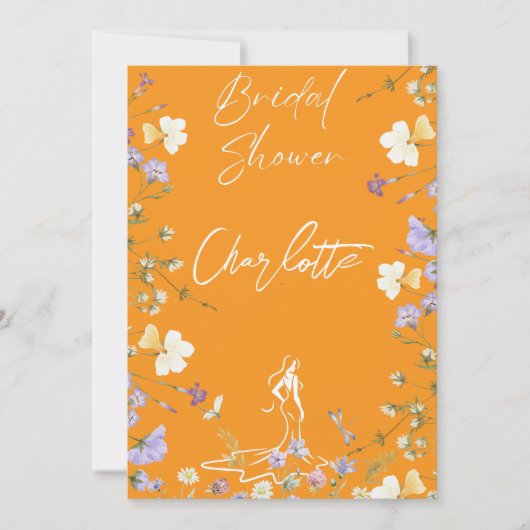 Helle, fette Blume-Schrift Bridal Einladung (Vorderseite)