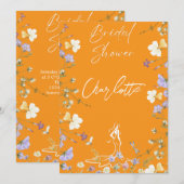 Helle, fette Blume-Schrift Bridal Einladung (Vorne/Hinten)