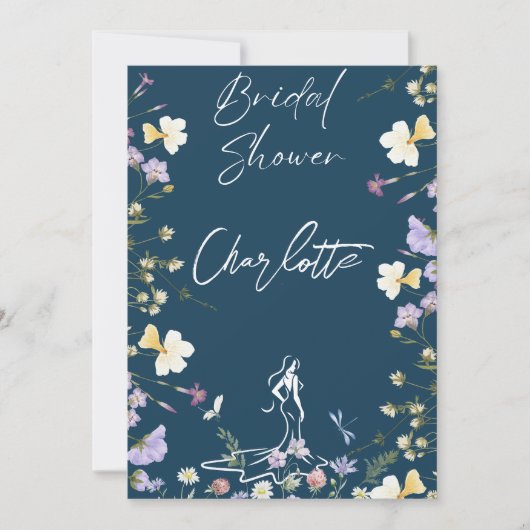 Helle, fette Blume-Schrift Bridal Einladung (Vorderseite)