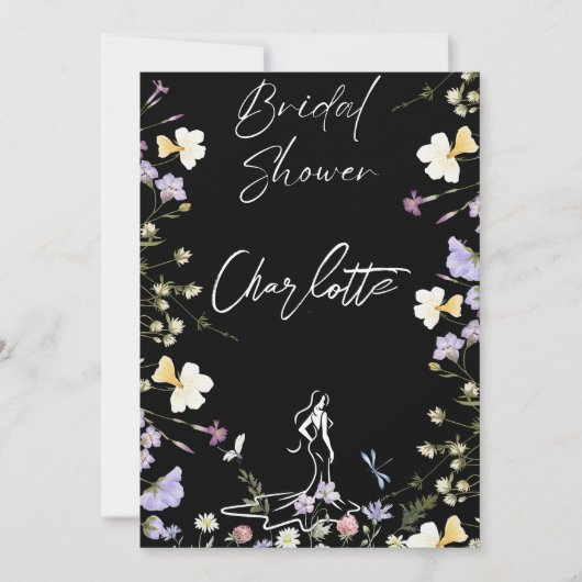 Helle, fette Blume-Schrift Bridal Einladung (Vorderseite)