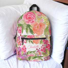 Helle, fette Blume Vintag botanischer Name Bedruckter Rucksack