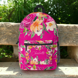 Helle, fette wilde Blume neunrosa Namen Bedruckter Rucksack
