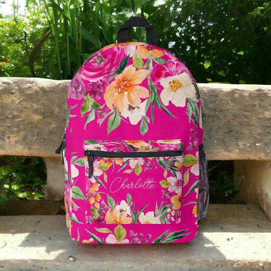 Helle, fette wilde Blume neunrosa Namen Bedruckter Rucksack