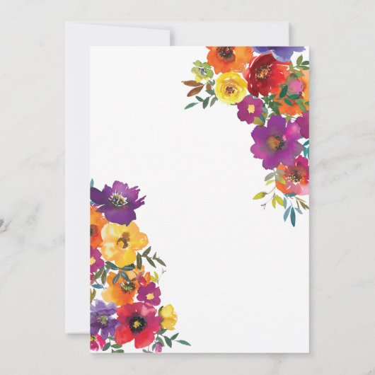 Helle Fiesta Blume Aquarell Flora Quinceañera Einladung (Rückseite)