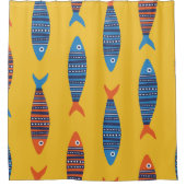 Helle Fische nahtlos. Handgezogene Seehandlung Duschvorhang (Vorderseite)