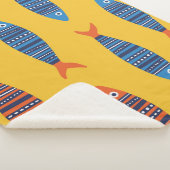 Helle Fische nahtlos. Handgezogene Seehandlung Sherpadecke (3/4)