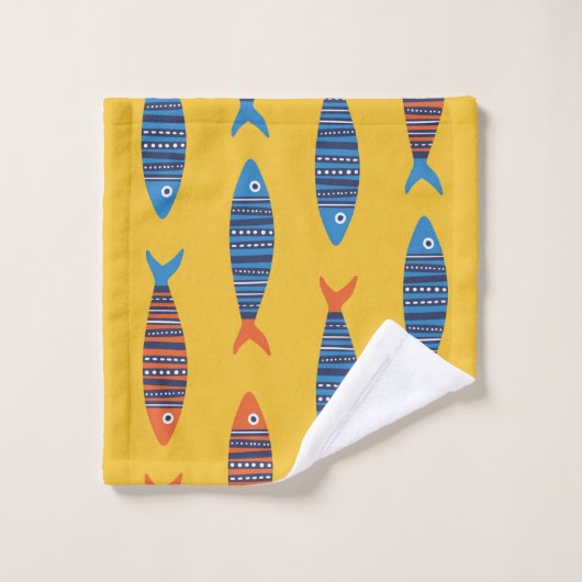 Helle Fische nahtlos. Handgezogene Seehandlung Waschlappen (Waschlappen)