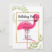 HELLE FLAMINGO BOTANISCHE WEISSE PINKGOLD EINLADUNG (Vorderseite)