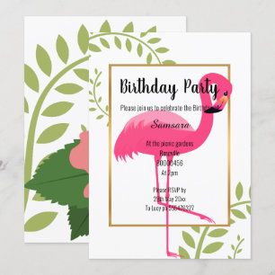 HELLE FLAMINGO BOTANISCHE WEISSE PINKGOLD EINLADUNG