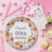 Helle Flora 60. Geburtstag Pappteller (Party)