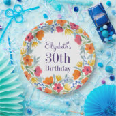 Helle Floral 30. Geburtstag Pappteller (Party)