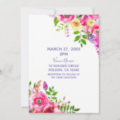 Helle floral Bold rosa Frühling Botanische Hochzei Einladung (Rückseite)