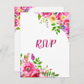 Helle floral Bold rosa Frühling Botanische UAWG Einladungspostkarte (Vorne/Hinten)