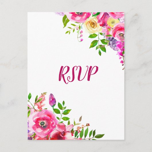 Helle floral Bold rosa Frühling Botanische UAWG Einladungspostkarte (Vorderseite)