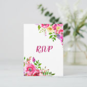 Helle floral Bold rosa Frühling Botanische UAWG Einladungspostkarte (Stehend Vorderseite)