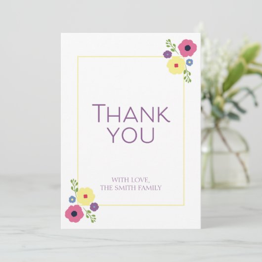 Helle floral Dankeschön Karte für Print oder Digit (Stehend Vorderseite)