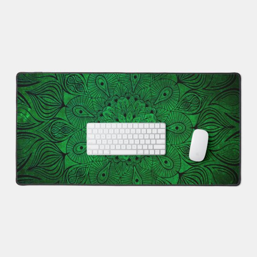 Helle Floral Mandala Zen Boho Cool Vibranly Green Schreibtischunterlage (Tastatur & Maus)