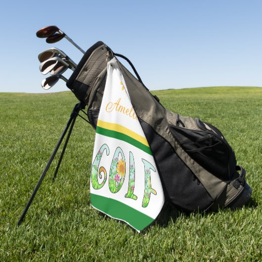 Helle Floral Monogram Golf Handtuch (Gras)