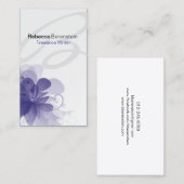 Helle Floral Monogram Violet Business Card Visitenkarte (Vorne/Hinten)