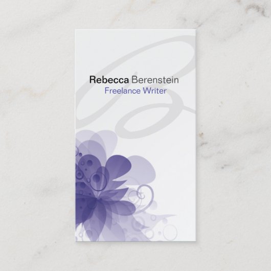Helle Floral Monogram Violet Business Card Visitenkarte (Vorderseite)