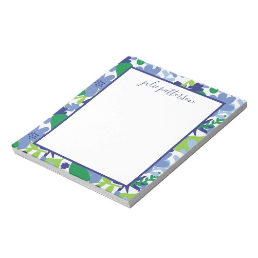 Helle Floral Multi-Green und Blue Notizblock (Rotiert)