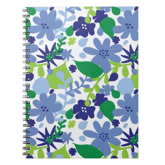 Helle floral Multi Green und Blue Spiral Notebook Notizblock (Vorderseite)