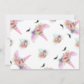 Helle Floral Unicorn Vielen Dank Einladung (Rückseite)