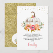 Helle Floral White Pumpkin Danke Karte (Vorne/Hinten)