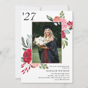 Helle florale Abschlussklasse 2025 Foto-Abschluss Einladung