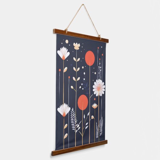 Helle, florale abstrakte Kunst Wandteppich Mit Holzrahmen (Gewinkelt)