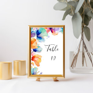 Helle Florale Aquarell-Hochzeitstisch-Nummernkarte Einladung