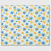 Helle florale blau-gelbe Geschenkverpackung Geschenkpapier (Flach)