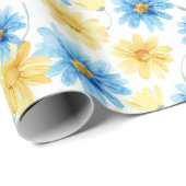 Helle florale blau-gelbe Geschenkverpackung Geschenkpapier (Rolleneckpunkt)
