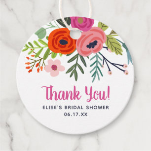 Helle florale Danke-Say-Hochzeitsshower Geschenkanhänger