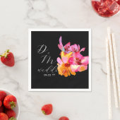 Helle, florale, farbige Monogramm-Schwarze Hochzei Serviette (Beispiel)